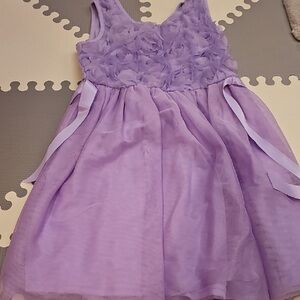 Purple Lavender Kids Dress with Floral Accents